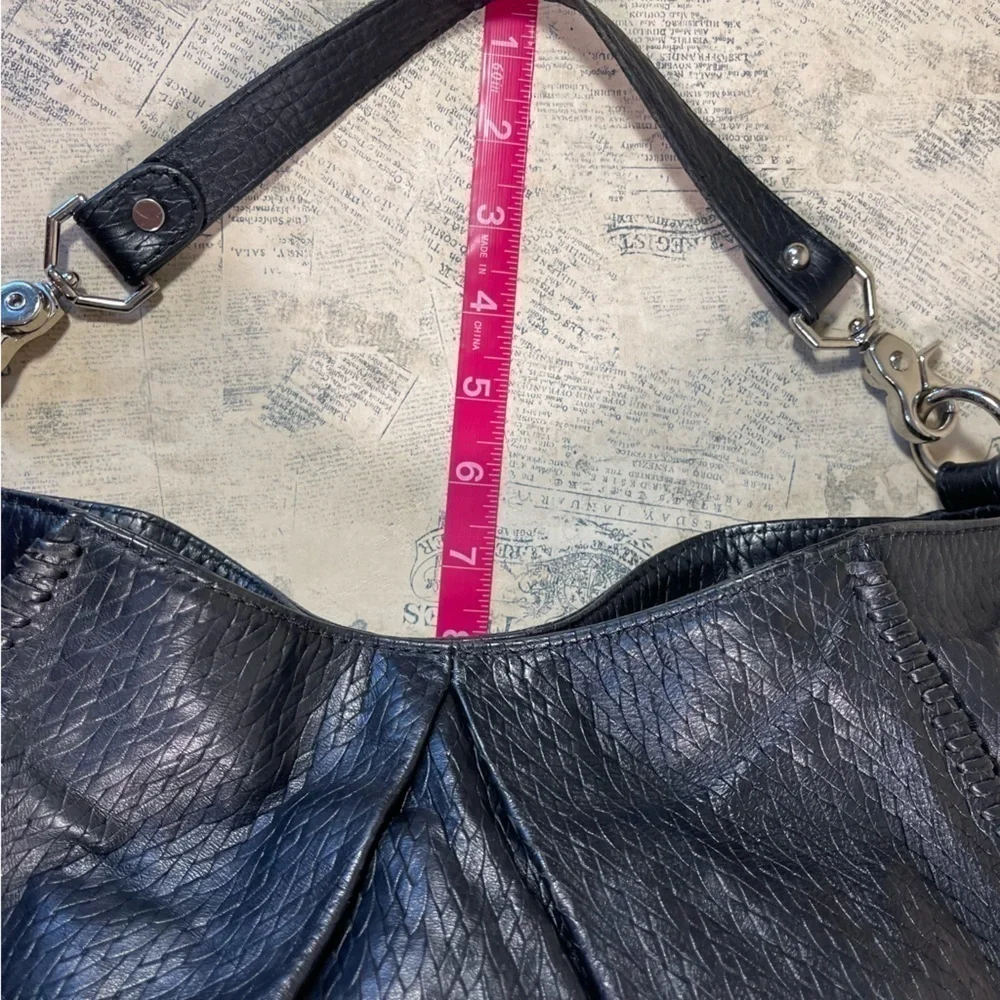 Treesje Black Leather Shoulder Bag Soft Leather Silver Hardware Designer Purse